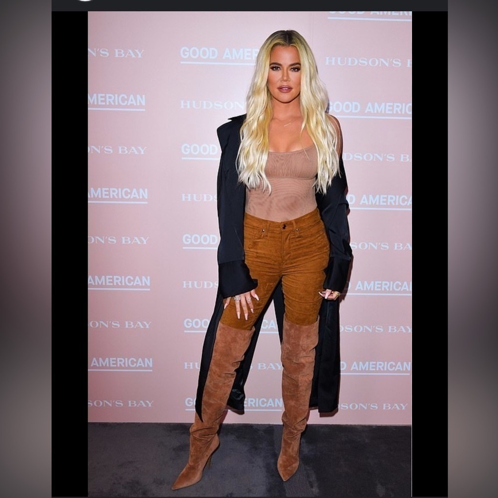 New! Good American Carla Over the Knee Boot Tobacco 7 🤎 NWOB - Picture 3 of 12